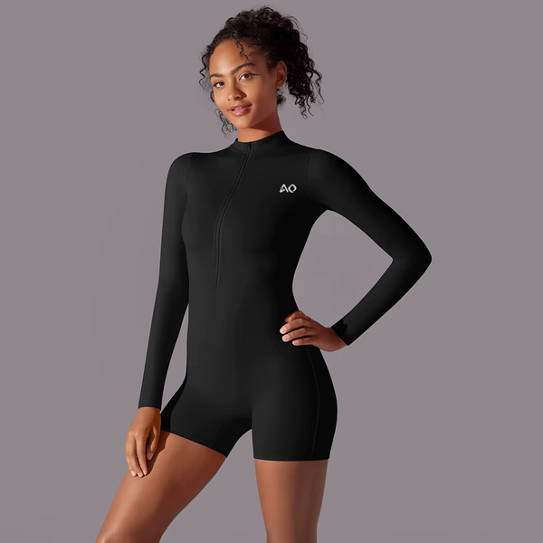 Black Stretch Long-Sleeve Bodysuit