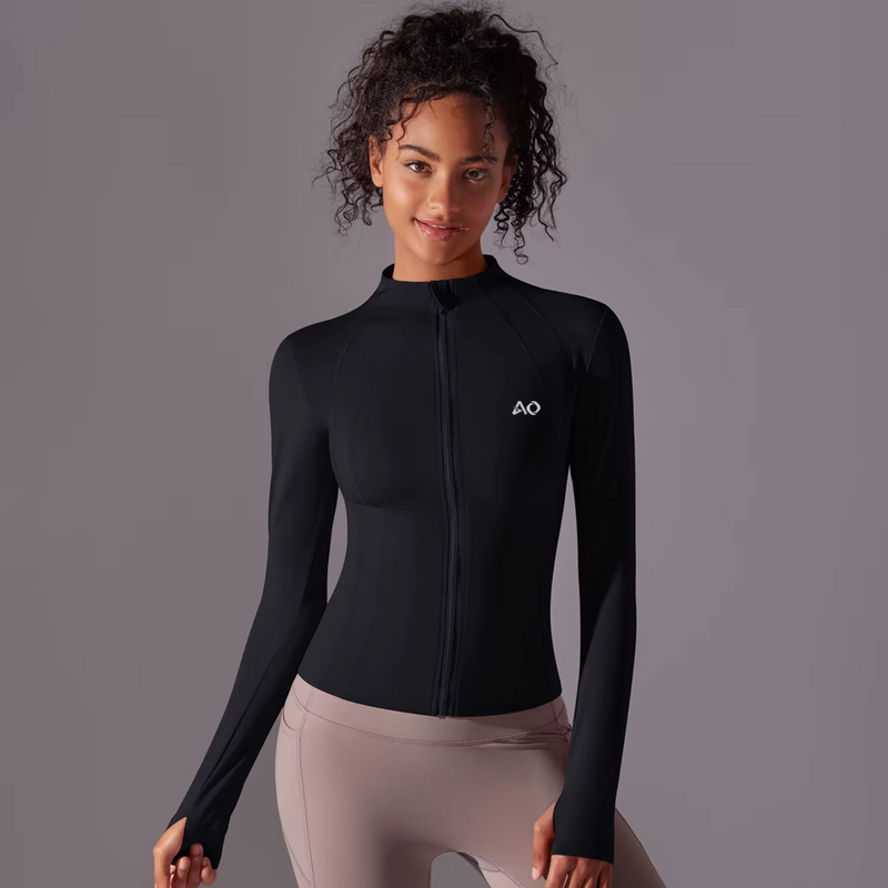 Black Zip-Up Activewear Jacket