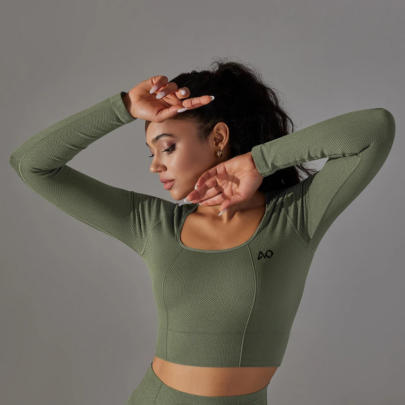 Army Green Serenity Long Sleeve Top