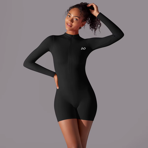 Black Stretch Long-Sleeve Bodysuit