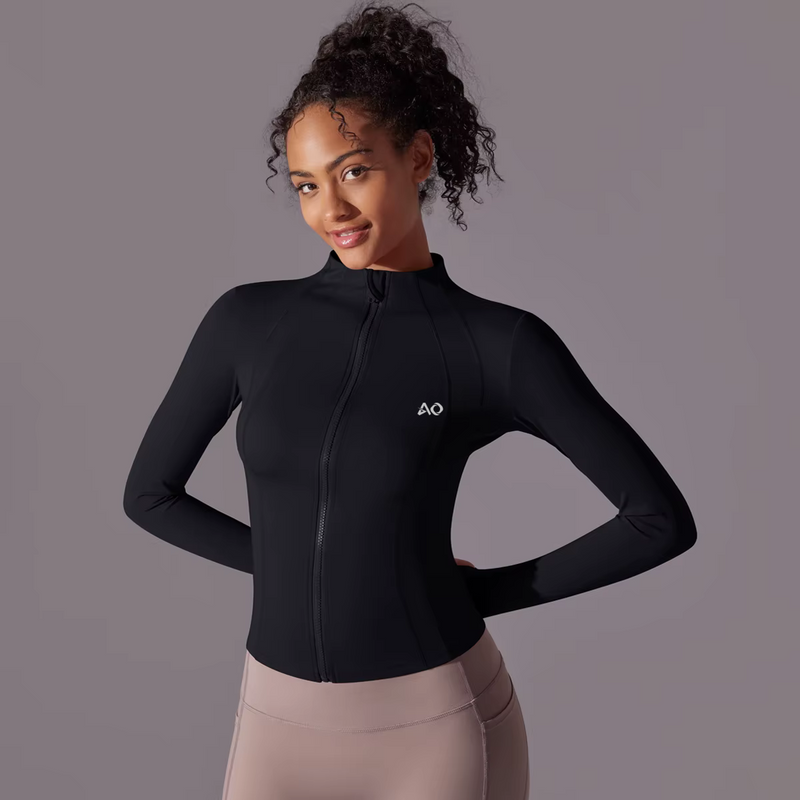 Black Zip-Up Activewear Jacket