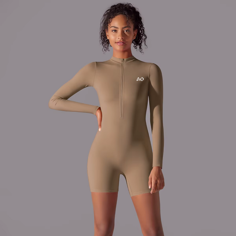 Cocoa Stretch Long-Sleeve Bodysuit