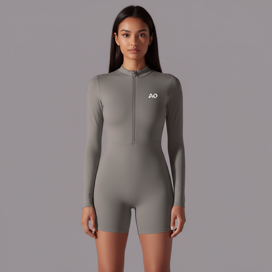 Light Grey SculptZip™ Long-Sleeve Jumpsuit