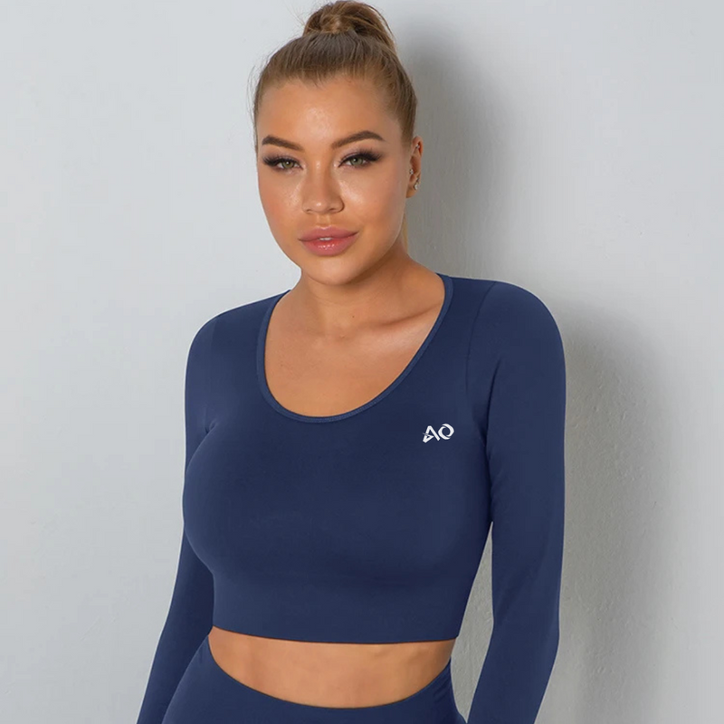 Indigo Long Sleeve Seamless Bra Top