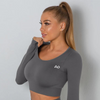 Graphite Gray Long Sleeve Seamless Bra Top