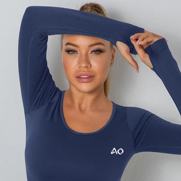 Indigo Long Sleeve Seamless Bra Top