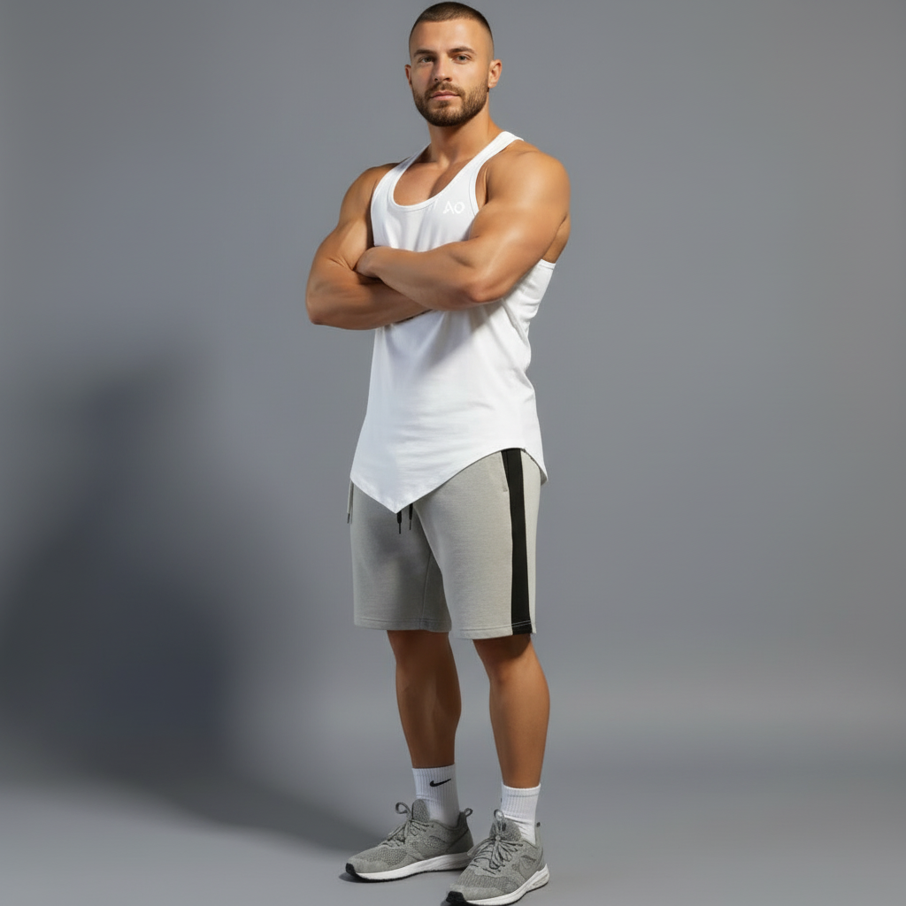 Athletic Pose - White Tank Top 1200x1200