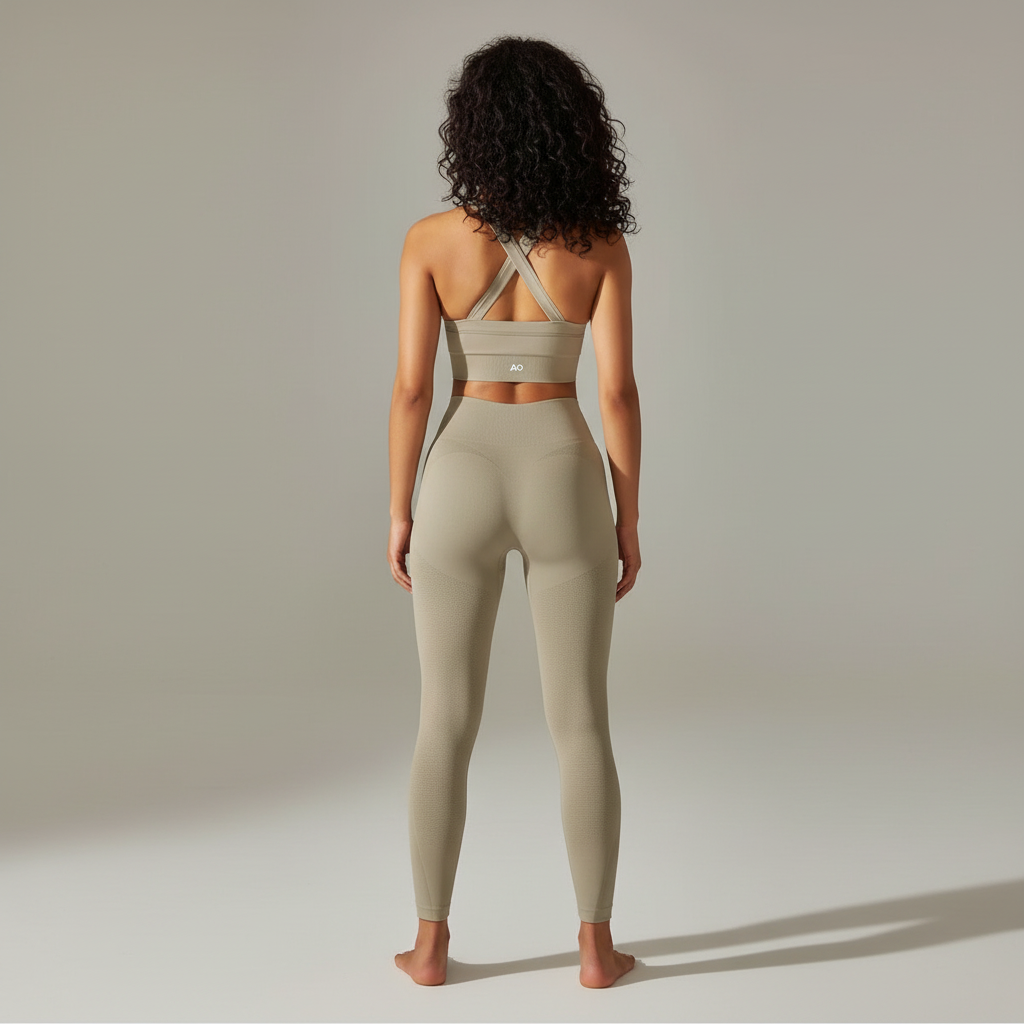 Back view showing crossback strap design with AO logo