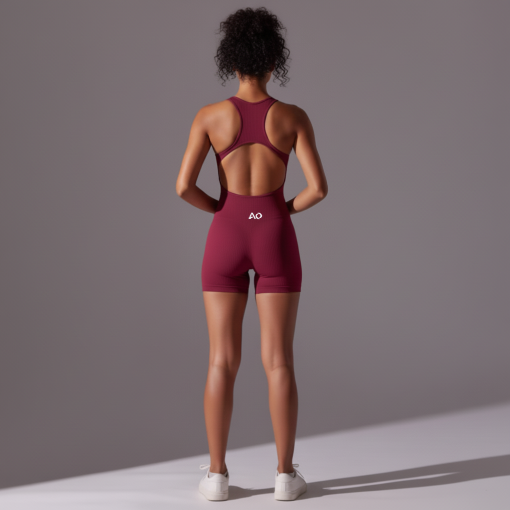 Back view showing racerback and AO branding