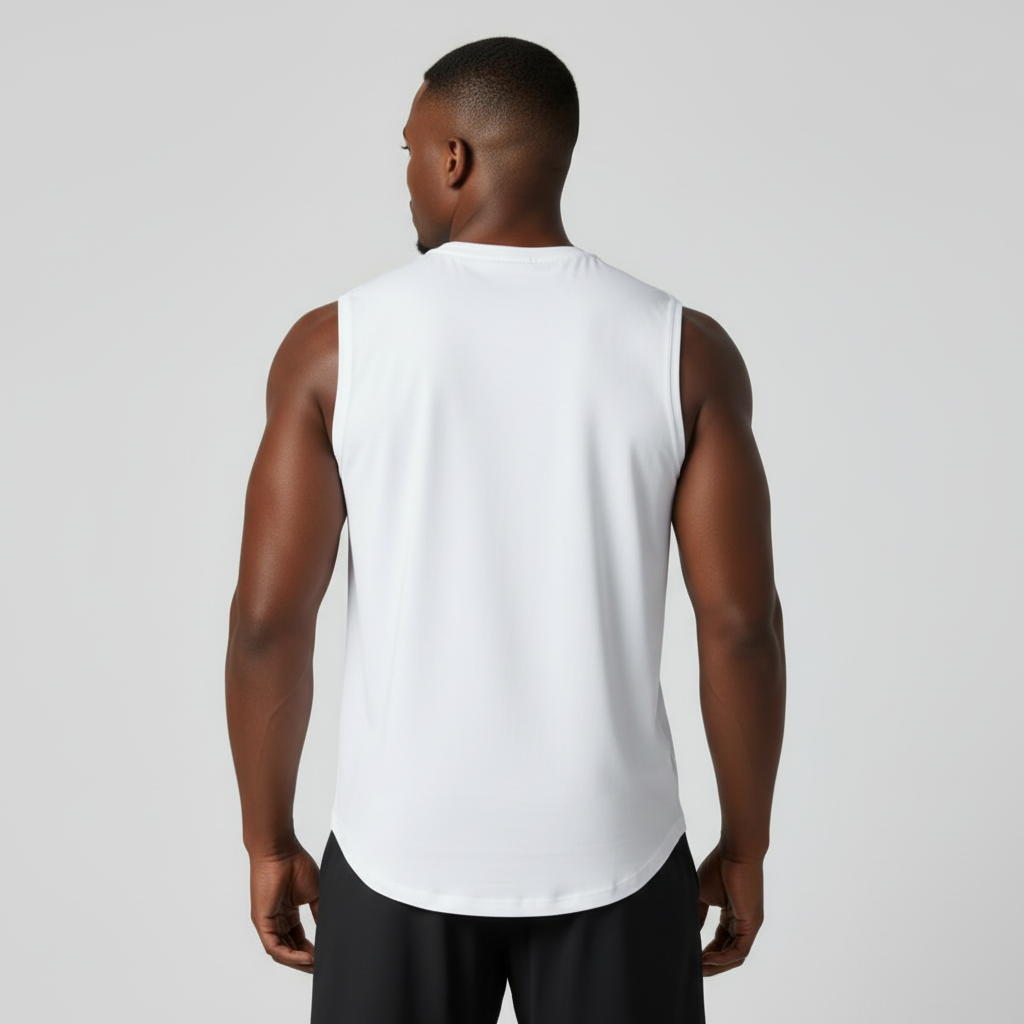 Back View - White Sleeveless Shirt No Logo 1200x1200