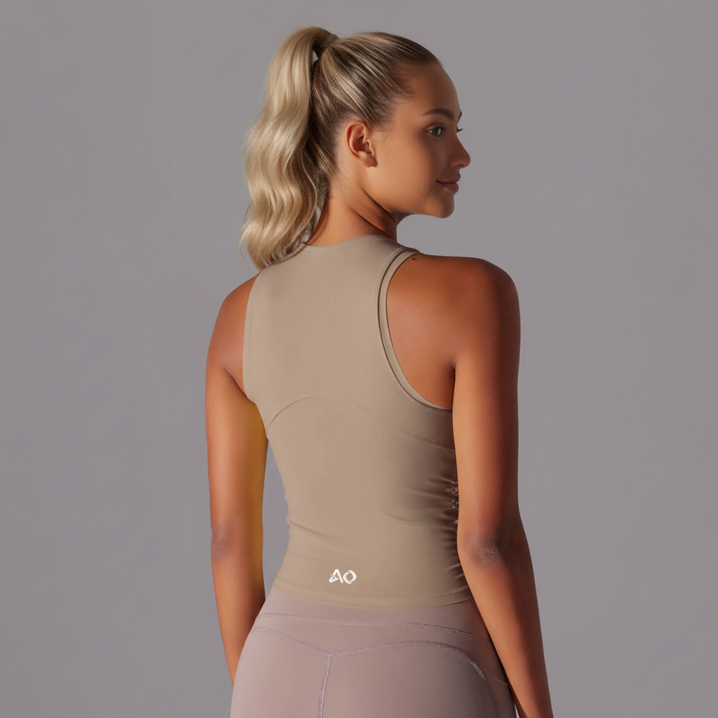 Back view with AO logo and racerback