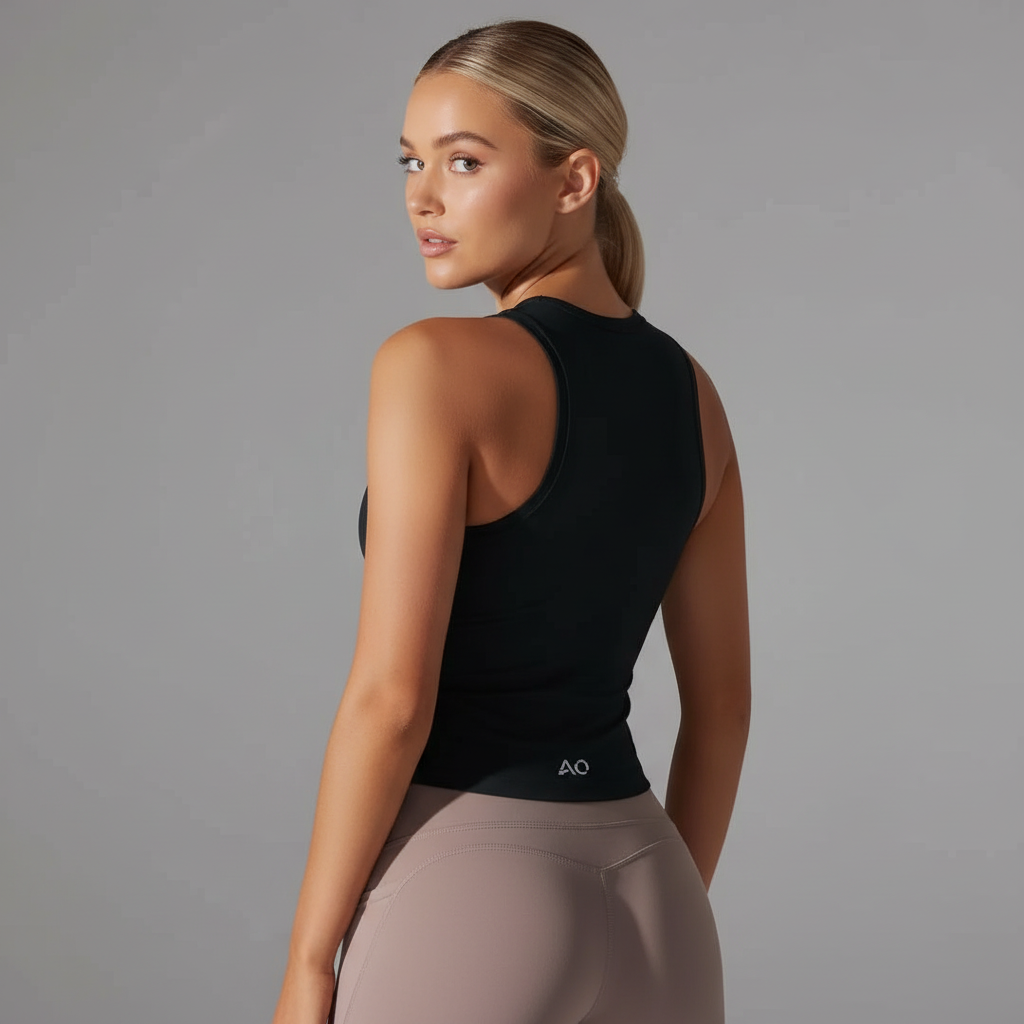 Back view with AO logo and racerback