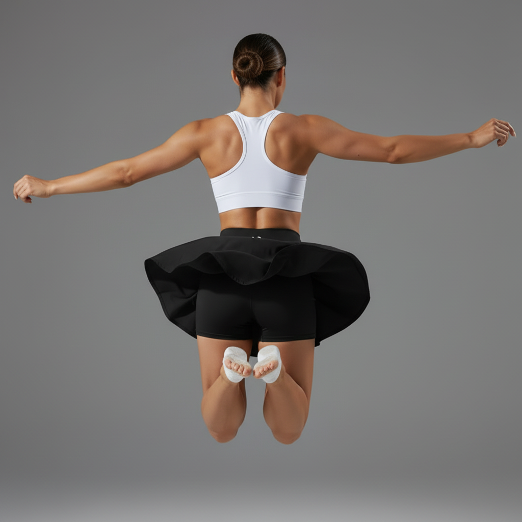 Back view with arms extended