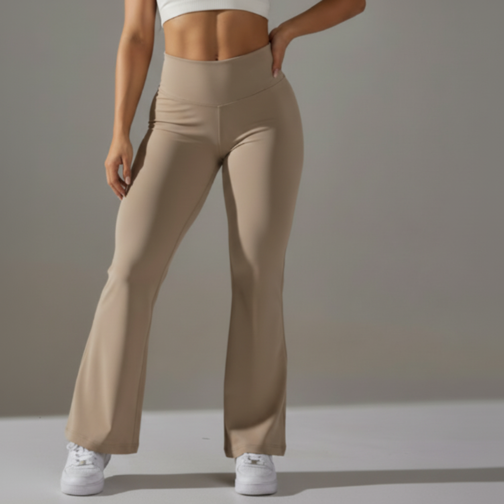 Beige Flare Pants Only - Front
