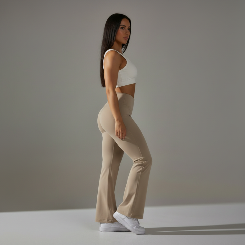 Beige Flare Pants - Side