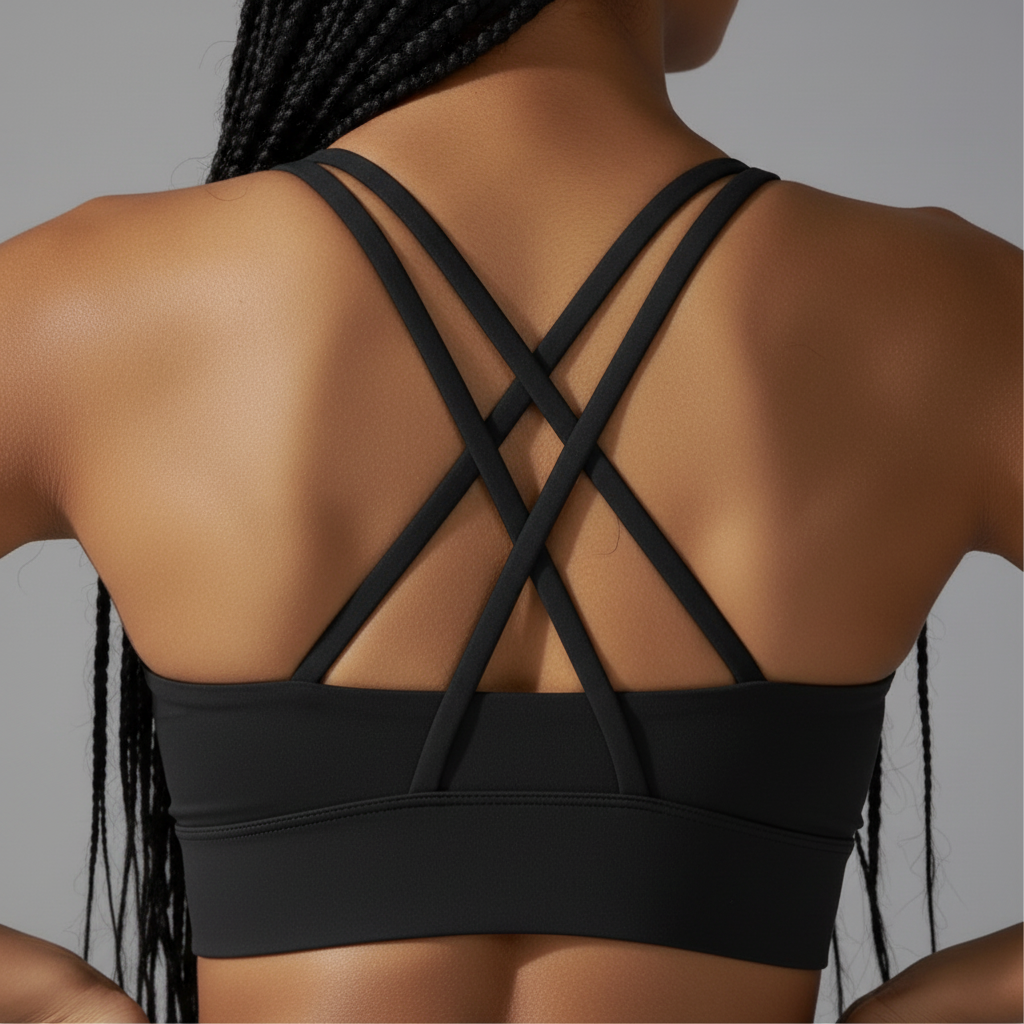 Black Crossback Straps Detail