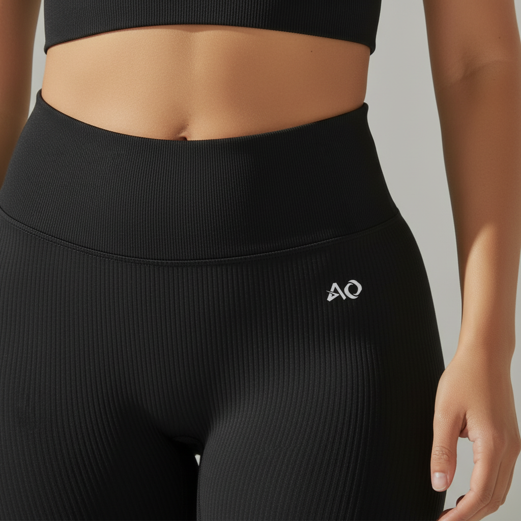 Black Leggings - Front Hip AO Logo