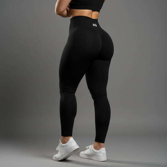 Black Leggings Full Body - Three-Quarter Back