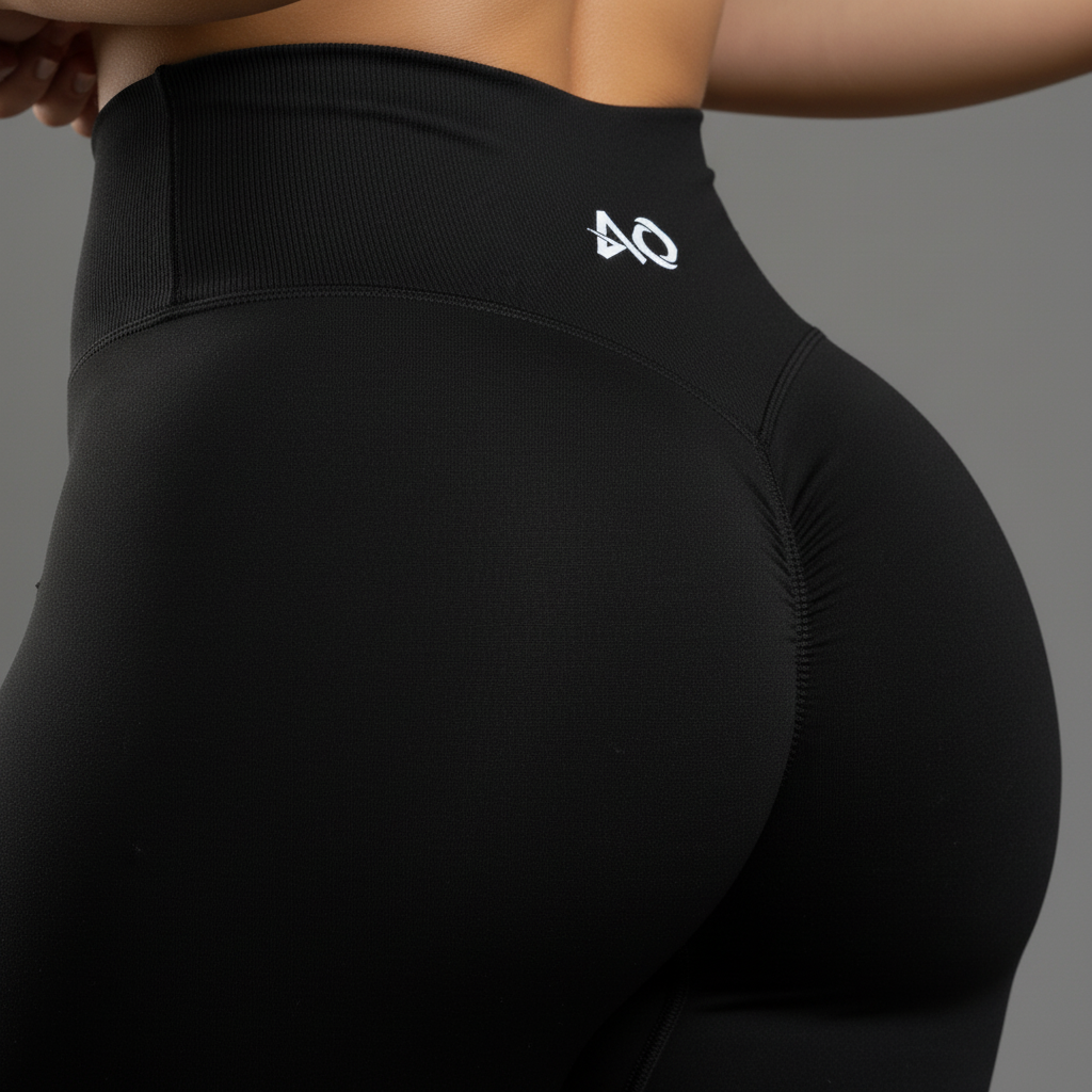 Black Leggings Material - Waistband Detail