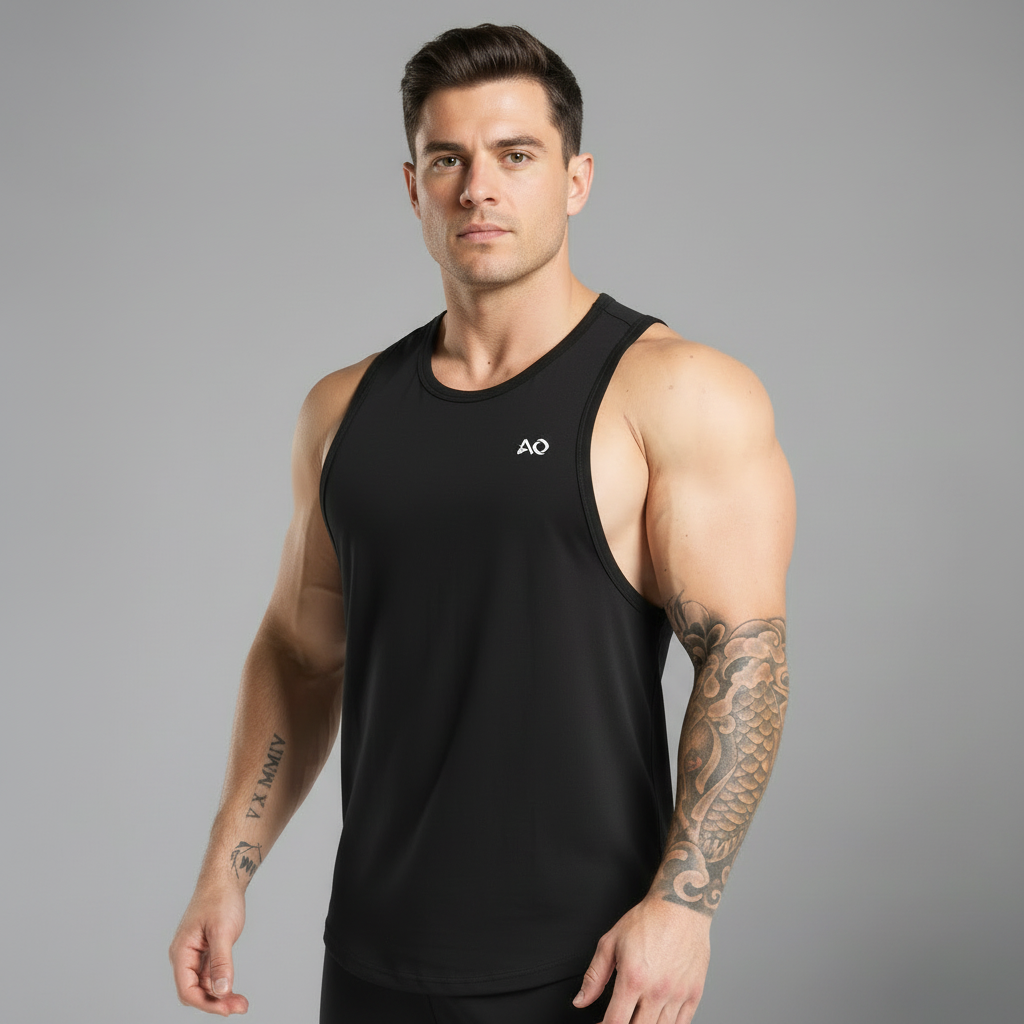 Black Performance Tank - Full Body Front HQ