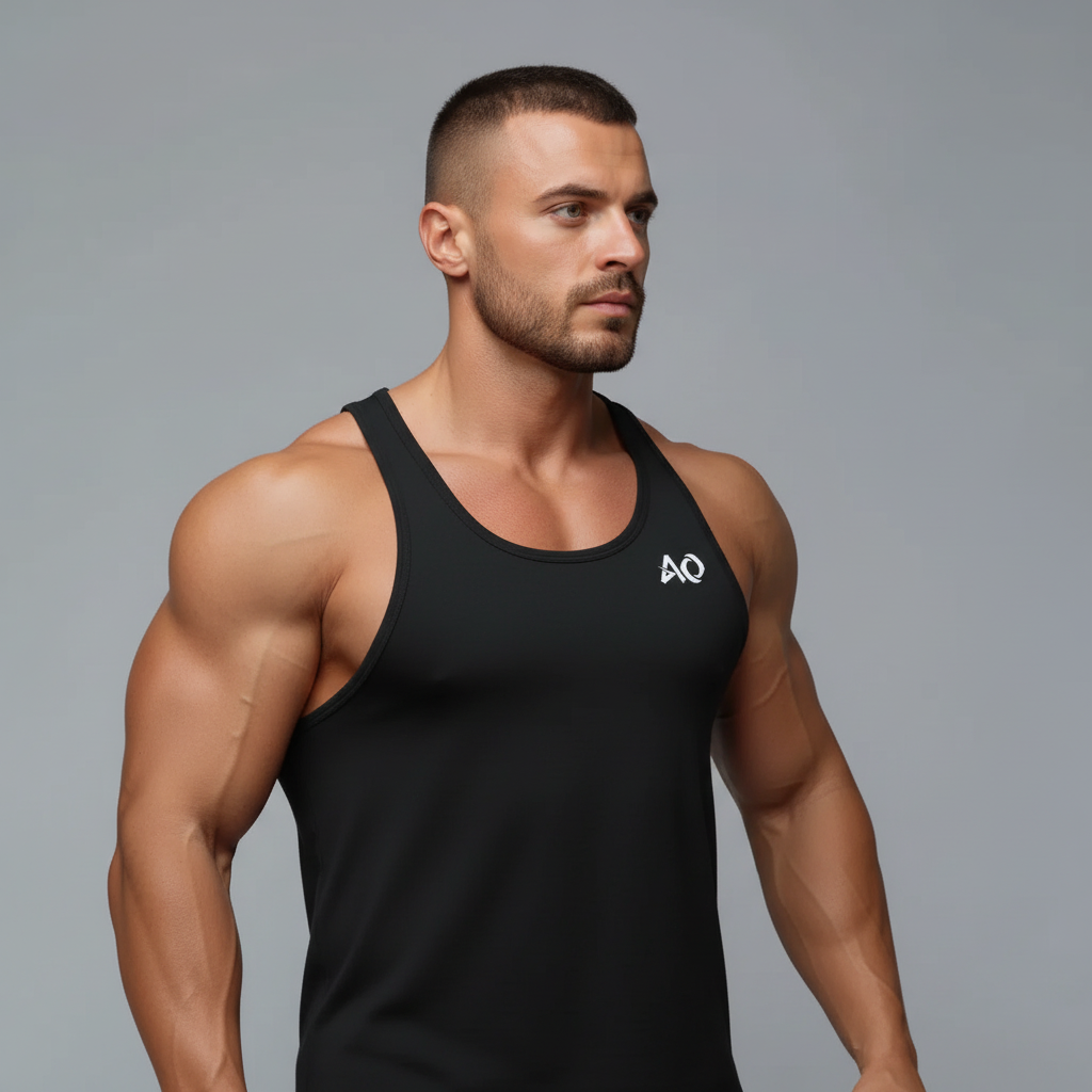 Black Racerback Tank - Close-Up Side