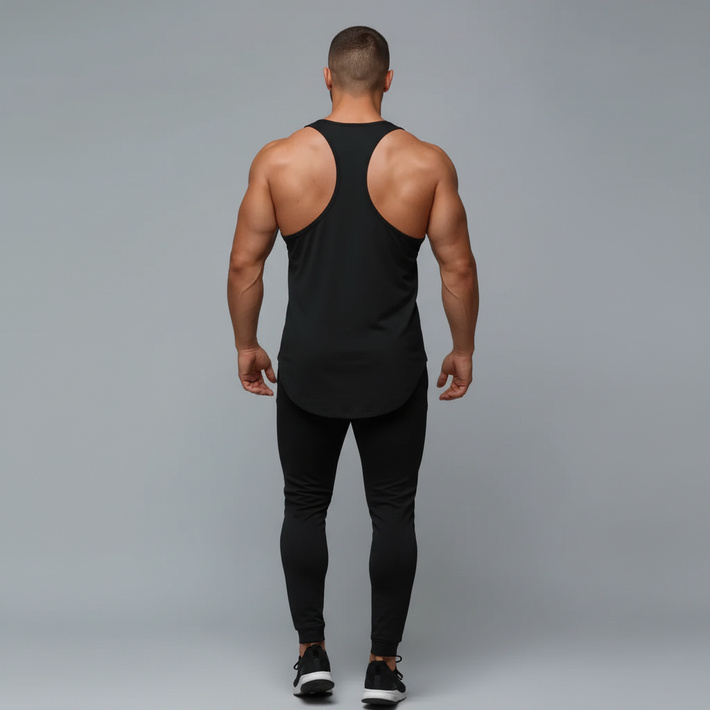 Black Racerback Tank - Full Body Back