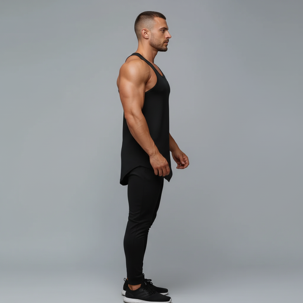 Black Racerback Tank - Full Body Side