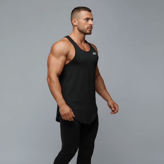 Black Racerback Tank - Regular Distance Side