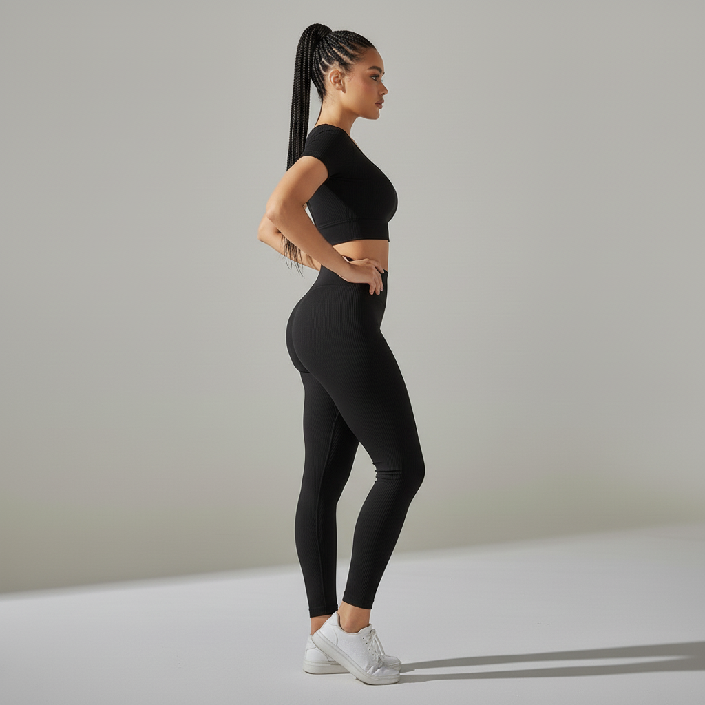 Black Set Braided Ponytail - Side Profile