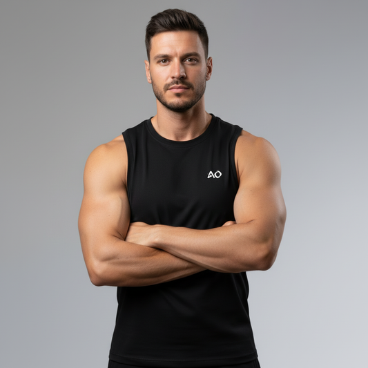 Black Sleeveless Tank - Arms Crossed