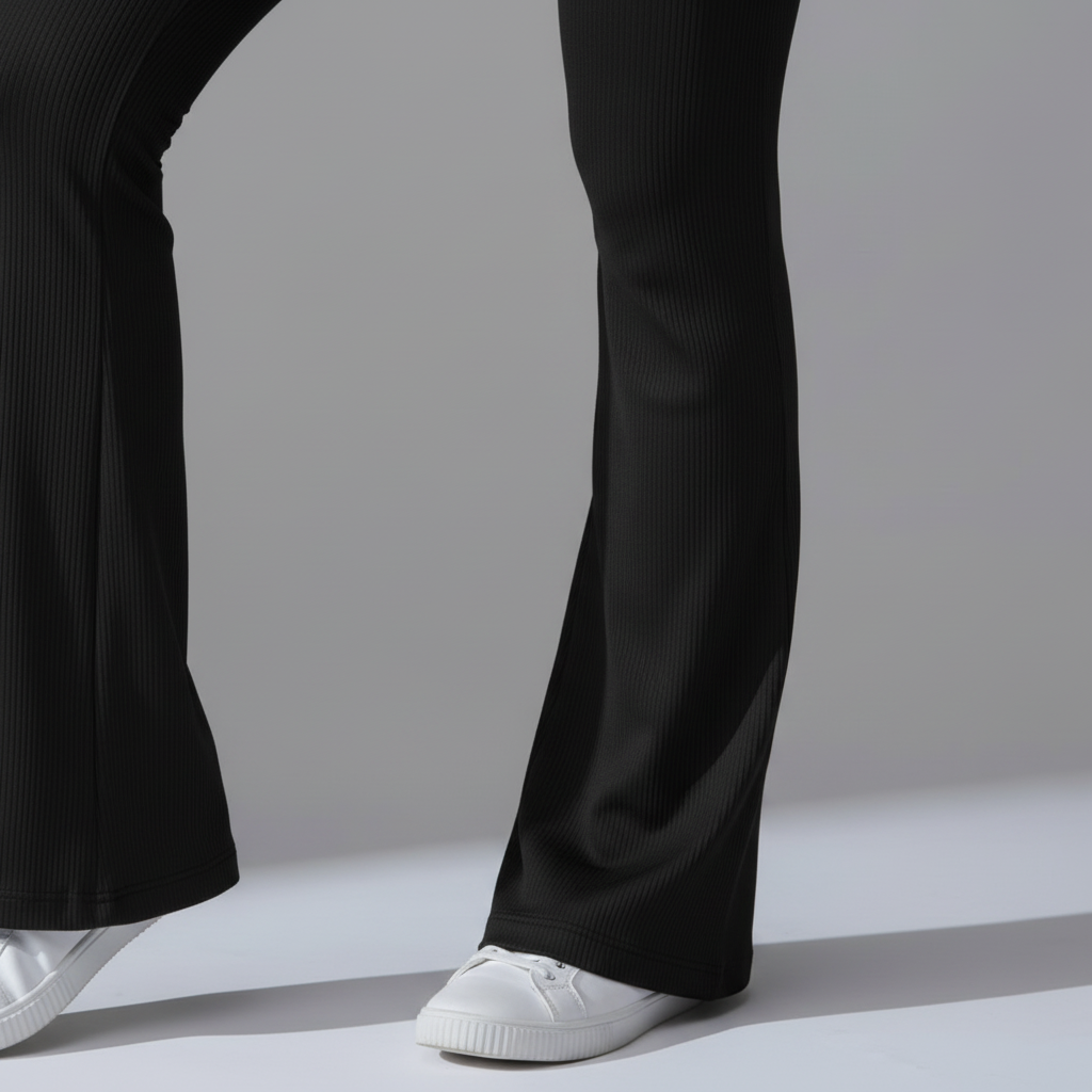 Black Unitard - Flared Hem Detail