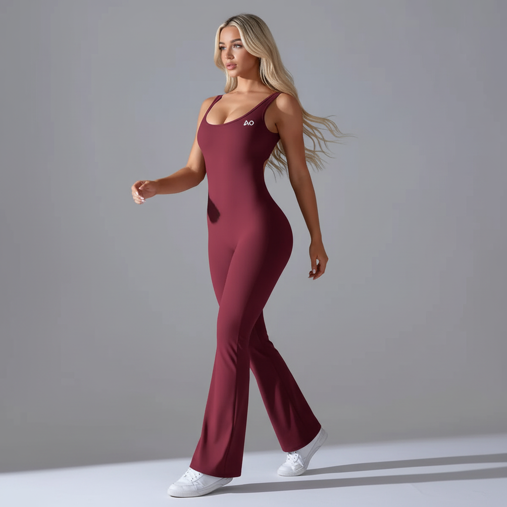 Blonde model walking pose