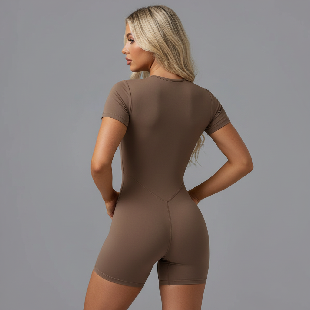 Brown Athletic Romper Back