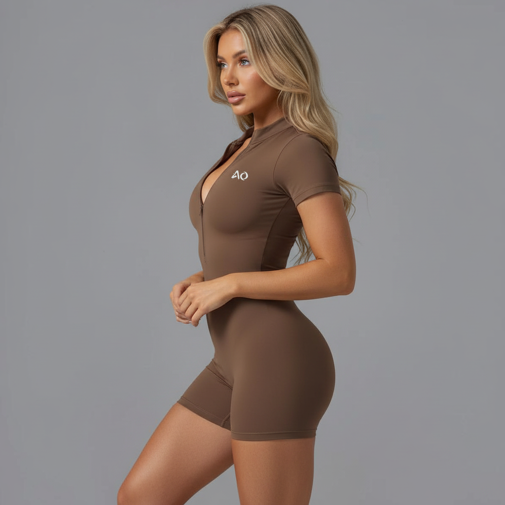 Brown Athletic Romper Side