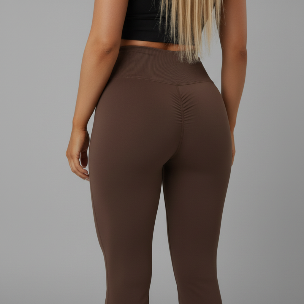 Brown Flare Leggings - Back Close-up