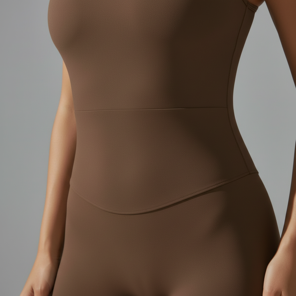 Brown Romper - Fabric Fit Detail