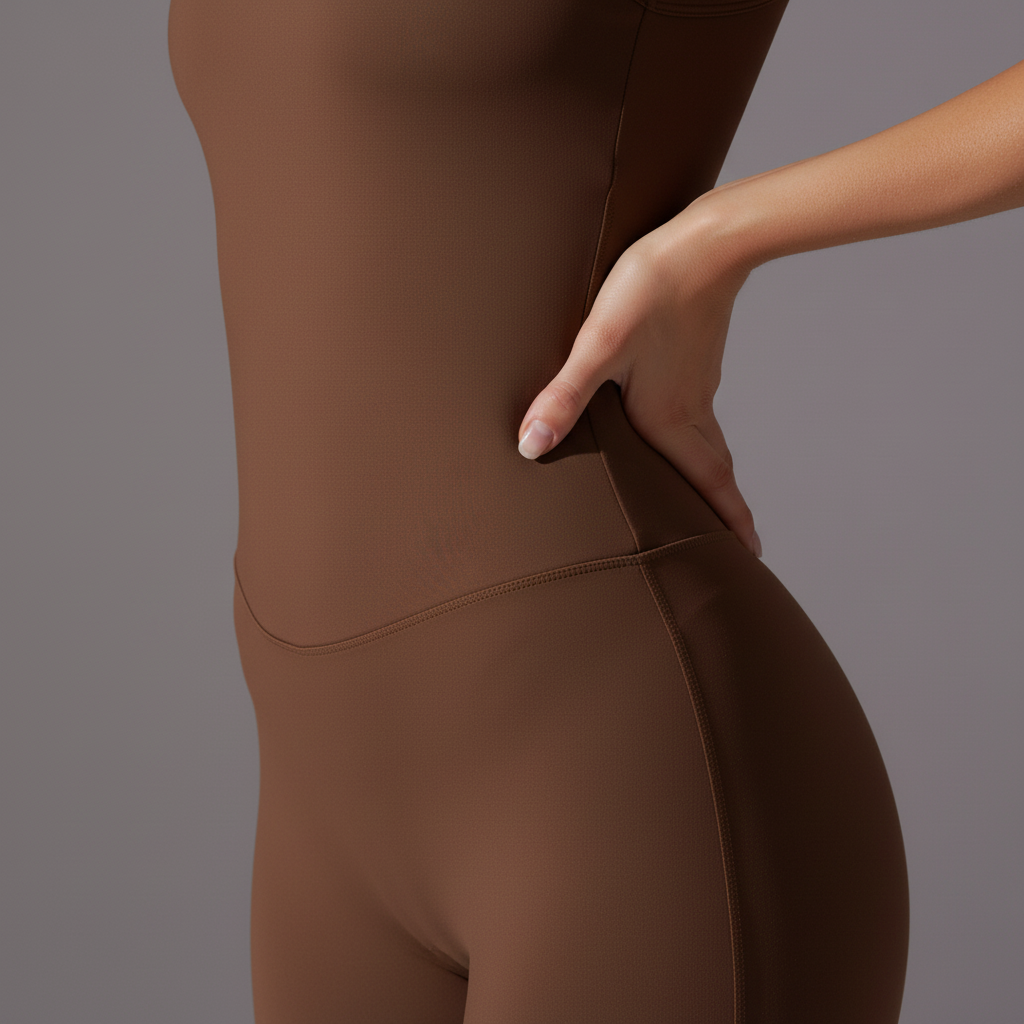 Brown Unitard - Fabric Fit Detail