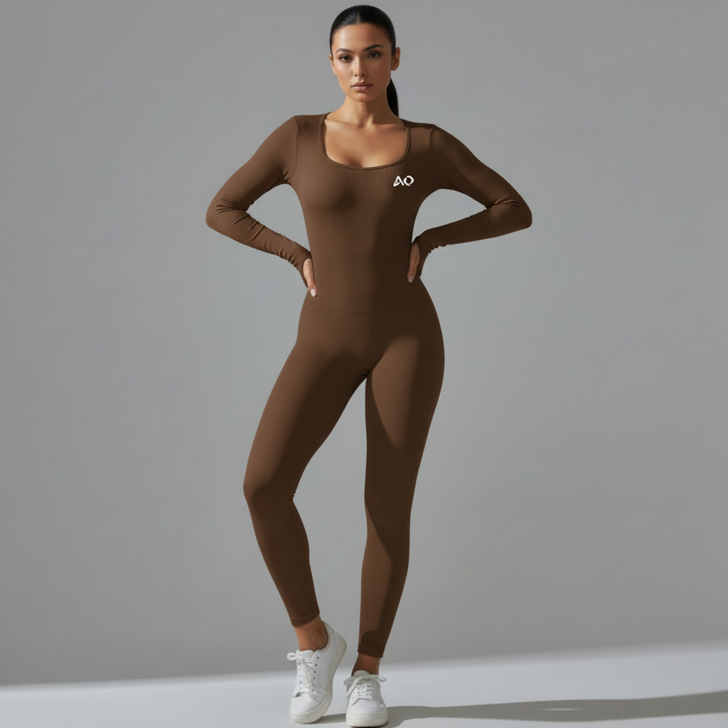Brown Unitard - Three-Quarter