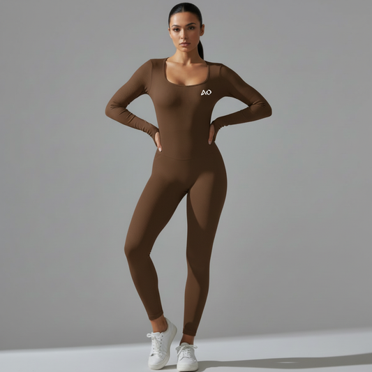 Brown Unitard - Three-Quarter