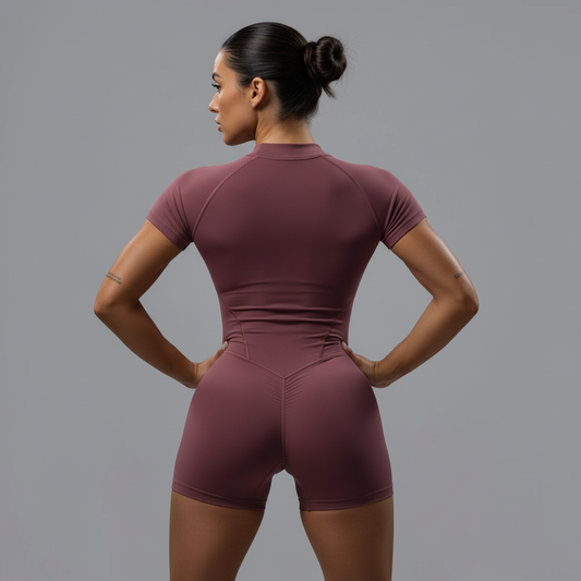 Burgundy Athletic Romper Back