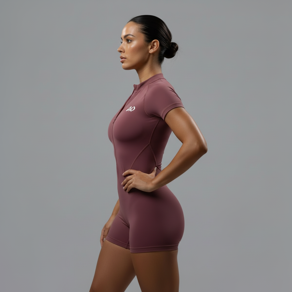 Burgundy Athletic Romper Side
