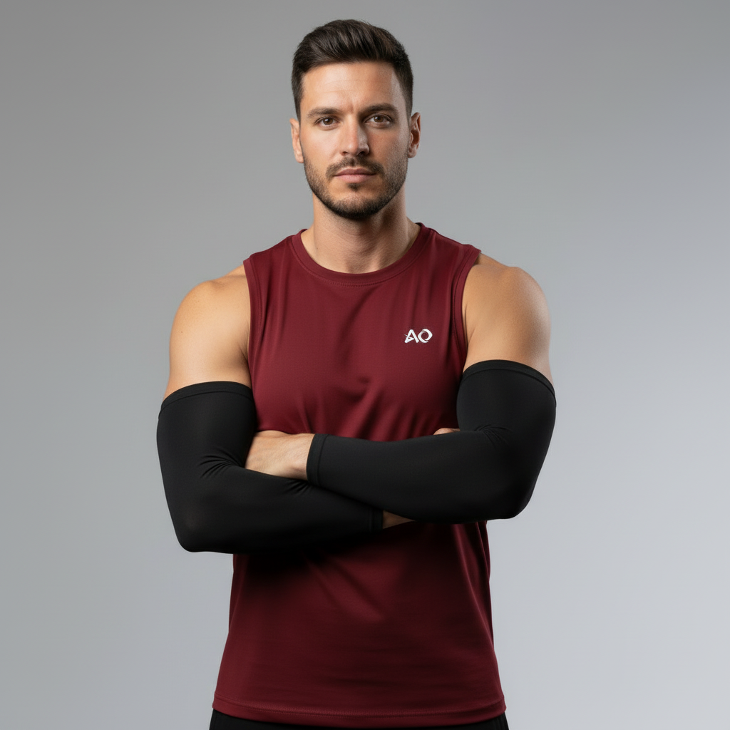 Burgundy Sleeveless Top - Arms Crossed