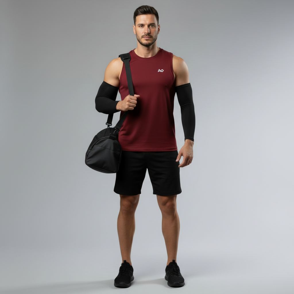 Burgundy Sleeveless Top - With Gym Bag