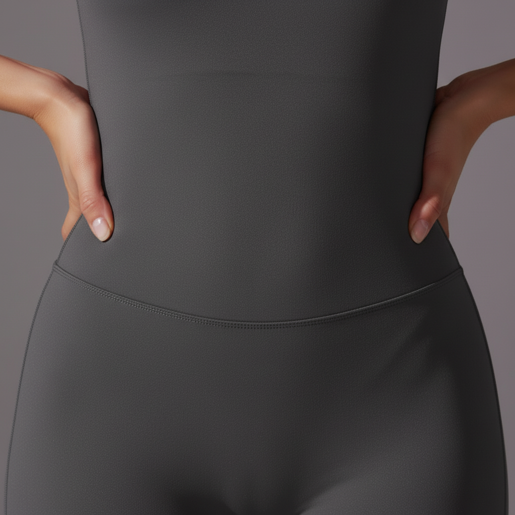 Charcoal Gray Unitard - Fabric Fit Detail
