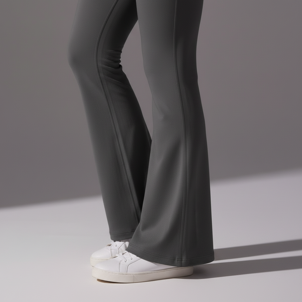 Charcoal Gray Unitard - Flared Hem Detail