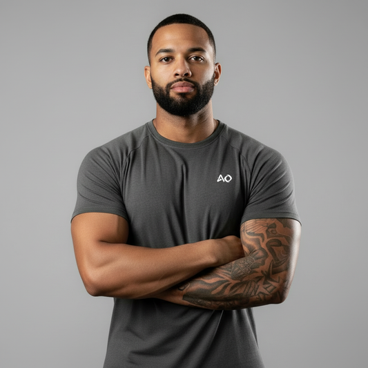 Charcoal Grey T-Shirt - Arms Crossed