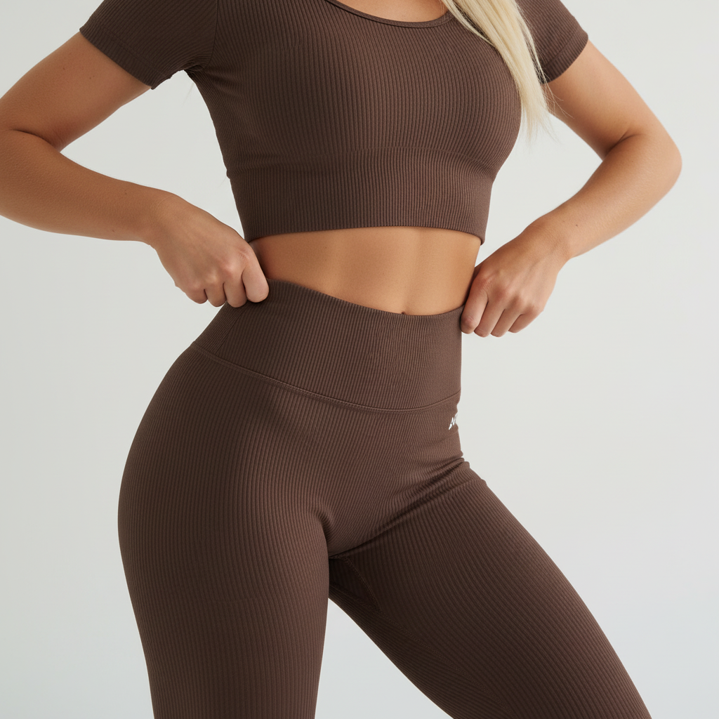 Close-up midsection with AO logo brown