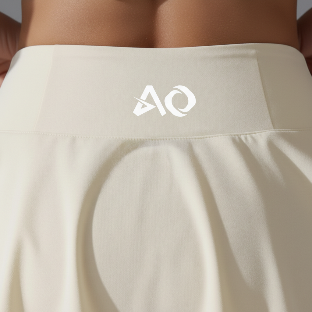 Cream Tennis Skirt - ActiveOne Logo Close-Up