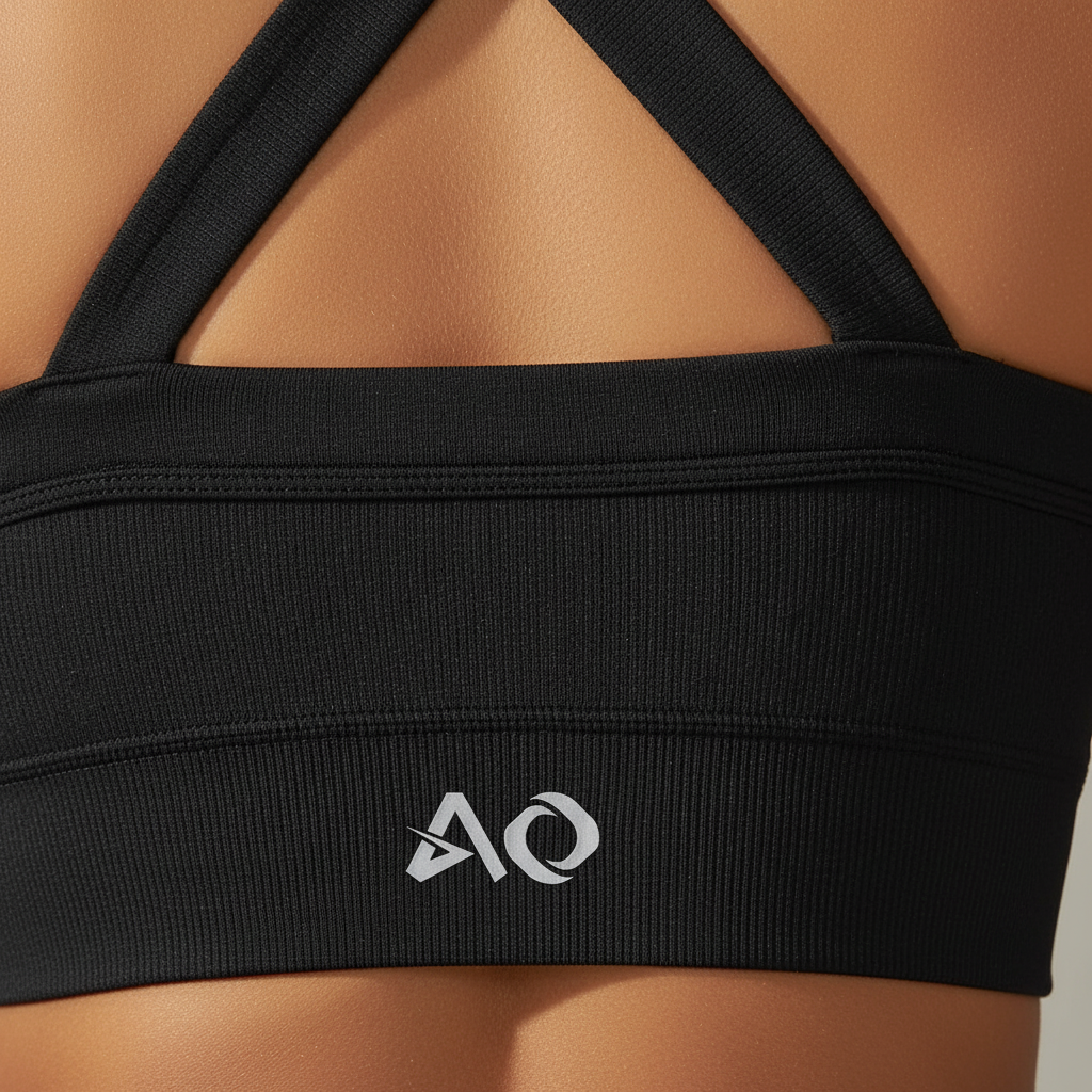 Cross-back sports bra detail