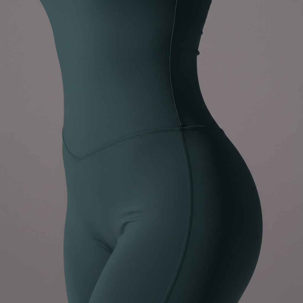 Dark Green Unitard - Fabric Fit Detail